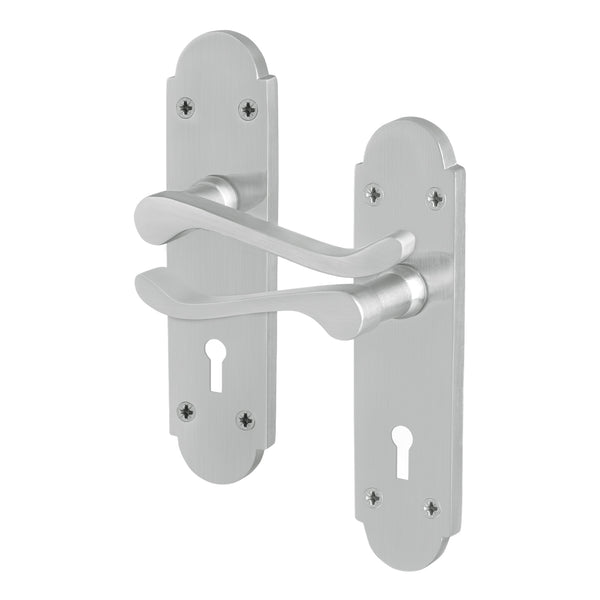 Victorian Rectory Satin Chrome Lever Lock Door Handles - Keyhole - Featured Image