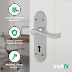Victorian Rectory Satin Chrome Door Handle Pack - 80mm 3 Lever Sashlock - 76mm Hinges - tradefit - 4
