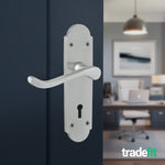 Victorian Rectory Satin Chrome Lever Lock Door Handles - Keyhole - tradefit - 4