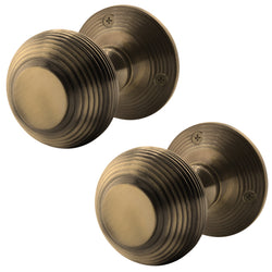 Beehive Antique Brass Mortice Door Knob - tradefit