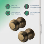 Beehive Antique Brass Mortice Door Knob Kit - 76mm Latch - tradefit - 2