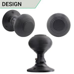 Beehive Black Mortice Door Knob Kit - 80mm Sashlock - tradefit - 2