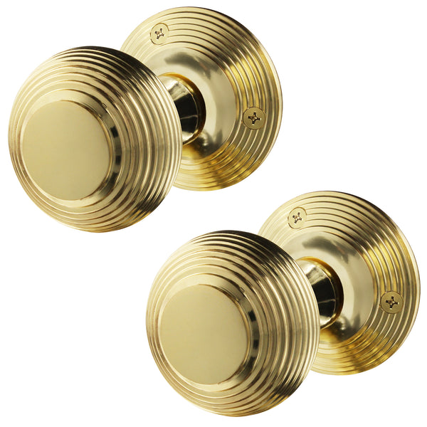 Beehive Polished Brass Mortice Door Knob - tradefit - Featured Image