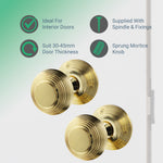 Beehive Polished Brass Mortice Door Knob Kit - 80mm Sashlock - tradefit - 2