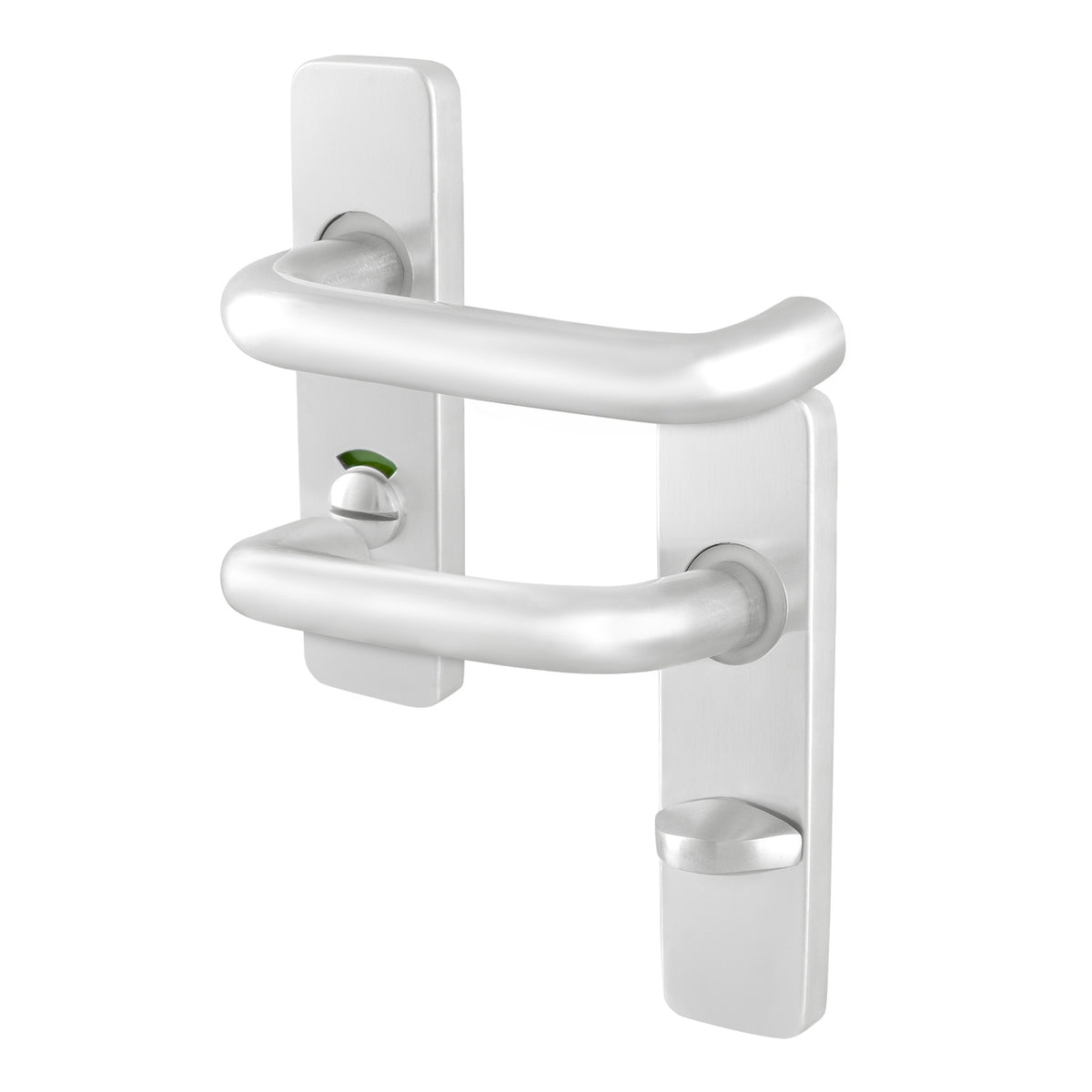 19mm Return To Door RTD Fire Rated Round Bar Lever Handle - Bathroom Set - 153mm - Satin Aluminium - tradefit