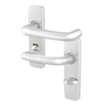 19mm Return To Door RTD Fire Rated Round Bar Lever Handle - Bathroom Set - 153mm - Satin Aluminium - tradefit - 1