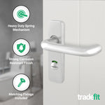Return to Door Lever on Backplate Satin Aluminium Door Handle Kit - Medium Duty - 80mm Bathroom Lock - tradefit - 4