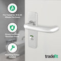 19mm Return To Door RTD Fire Rated Round Bar Lever Handle - Bathroom Set - 153mm - Satin Aluminium - tradefit