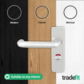 19mm Return To Door RTD Fire Rated Round Bar Lever Handle - Bathroom Set - 153mm - Satin Aluminium - tradefit