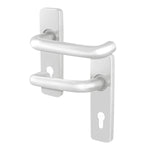 19mm Return To Door RTD Fire Rated Round Bar Lever Handle - Euro Lock Set - 153mm - Satin Aluminium - tradefit - 1