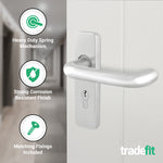 Return to Door Lever on Backplate Satin Aluminium Door Handle Kit - Medium Duty - 80mm Euro Sashlock and Double Cylinder - Keyed Alike - tradefit - 4