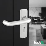 Return to Door Lever on Backplate Satin Aluminium Door Handle Kit - Medium Duty - 80mm Euro Sashlock and Thumbturn Cylinder - Keyed to Differ - tradefit - 6