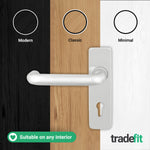Return to Door Lever on Backplate Satin Aluminium Door Handle Kit - Medium Duty - 80mm Euro Sashlock and Double Cylinder - Keyed Alike - tradefit - 7