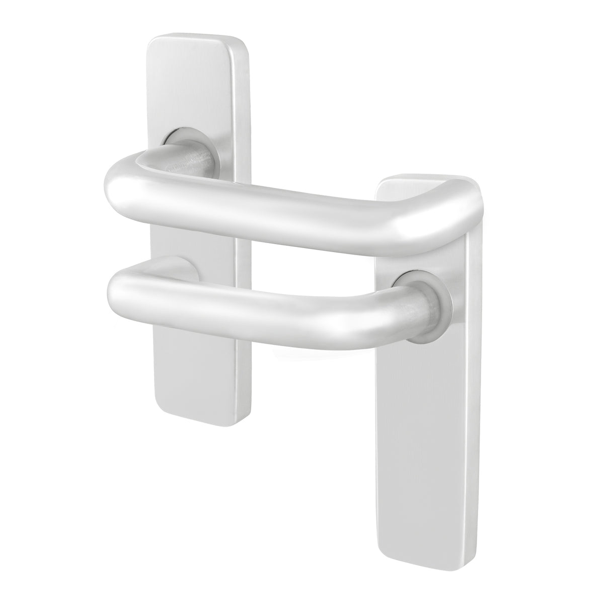 19mm Return To Door RTD Fire Rated Round Bar Lever Handle - Latch Set - 153mm - Satin Aluminium - tradefit