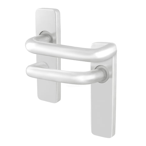 19mm Return To Door RTD Fire Rated Round Bar Lever Handle - Latch Set - 153mm - Satin Aluminium - tradefit