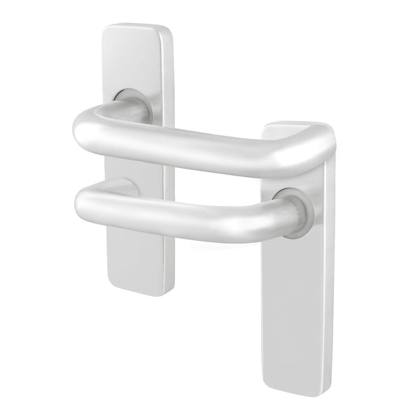19mm Return To Door RTD Fire Rated Round Bar Lever Handle - Latch Set - 153mm - Satin Aluminium - tradefit - Featured Image
