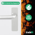 Return to Door Lever on Backplate Satin Aluminium Door Handle Kit - Medium Duty FD30/60 - 76mm Latch - tradefit - 2