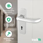 Return to Door Lever on Backplate Satin Aluminium Door Handle Kit - Medium Duty - 80mm Sashlock - tradefit - 4