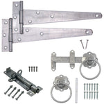 HD Gate Kit - Ring Latch - 350mm Hinges - 150mm Brenton Bolt - Galvanised - tradefit - 1