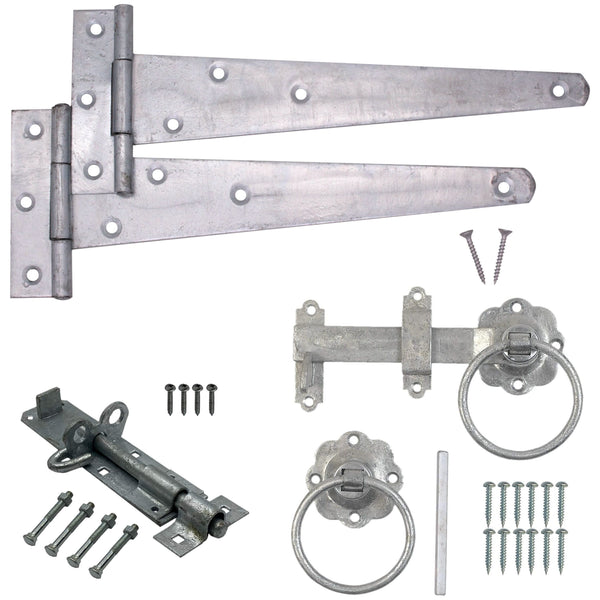 HD Gate Kit - Ring Latch - 350mm Hinges - 150mm Brenton Bolt - Galvanised - tradefit - Featured Image