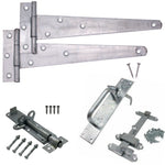 HD Gate Kit - Suffolk Latch - 350mm Hinges - 150mm Brenton Bolt - Galvanised - tradefit - 1