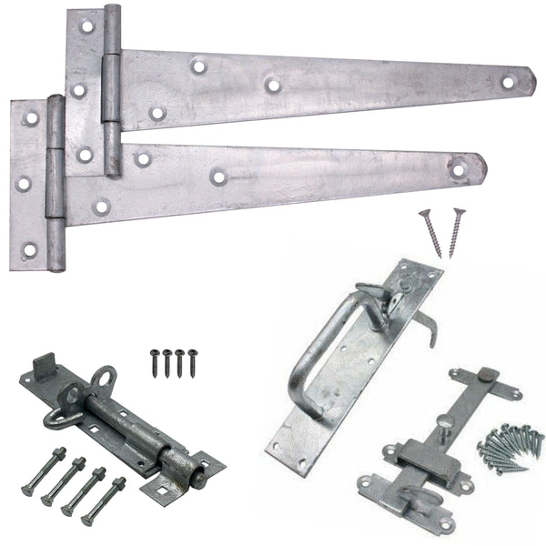 HD Gate Kit - Suffolk Latch - 350mm Hinges - 150mm Brenton Bolt - Galvanised - tradefit - Featured Image