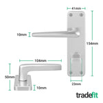 Satin Aluminium Contract Lever Bathroom Handle Kit - 64mm Latch - 2