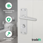 Satin Aluminium Contract Lever Bathroom Handle Kit - 64mm Latch - tradefit - 4