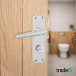 Satin Aluminium Contract Lever Bathroom Handle Kit - Medium Duty FD30/60 - 80mm Latch - tradefit - 7