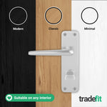 Satin Aluminium Contract Lever Bathroom Handle Kit - 64mm Latch - 7
