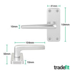 Satin Aluminium Contract Lever Latch Set - Medium Duty FD30/60 - 104x41mm - tradefit - 3