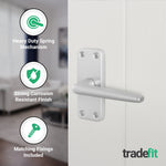 Satin Aluminium Contract Lever Latch Handle Kit - 76mm Latch - 4