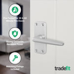 Satin Aluminium Contract Lever Latch Set - Medium Duty FD30/60 - 104x41mm - tradefit - 4
