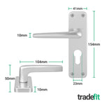 Satin Aluminium Contract Lever Door Handle Kit - 80mm Euro Sashlock and Double Cylinder - Master Keyed - tradefit - 2