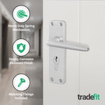 Satin Aluminium Contract Lever Door Handle Kit - 80mm Euro Sashlock and Thumbturn Cylinder - Master Keyed - tradefit - 4