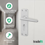 Satin Aluminium Contract Lever Door Handle Kit - Medium Duty FD30/60 - 80mm Euro Sashlock and Thumbturn Cylinder - Master Keyed - tradefit - 5