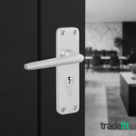 Satin Aluminium Contract Lever Door Handle Kit - 80mm Euro Sashlock and Double Cylinder - Keyed Alike - tradefit - 6