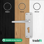 Satin Aluminium Contract Lever Door Handle Kit - Medium Duty FD30/60 - 80mm Euro Sashlock and Thumbturn Cylinder - Master Keyed - tradefit - 8