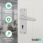 Satin Aluminium Contract Lever Sashlock Handle Kit - 64mm Latch - tradefit - 4