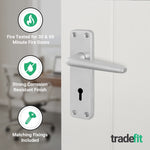 Satin Aluminium Contract Lever Sashlock Handle Kit - Medium Duty FD30/60 - 80mm Latch - 5