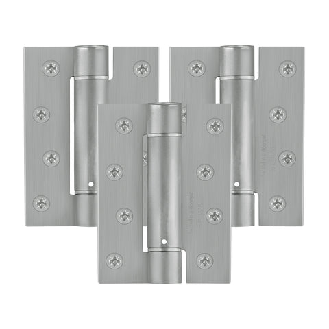 Spring Hinges Single Action Fire Door Pack 3 Self Closing - 102x76x2.7mm - Satin Chrome - Pack of 3 - tradefit