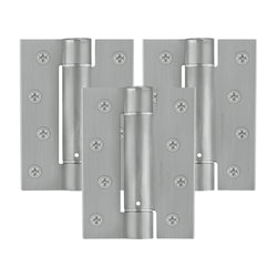 Spring Hinges Single Action Fire Door Pack 3 Self Closing - 102x76x2.7mm - Satin Chrome - Pack of 3 - tradefit