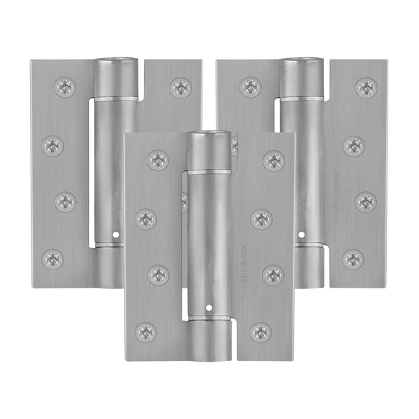 Spring Hinges Single Action Fire Door Pack 3 Self Closing - 102x76x2.7mm - Satin Chrome - Pack of 3 - tradefit - Featured Image