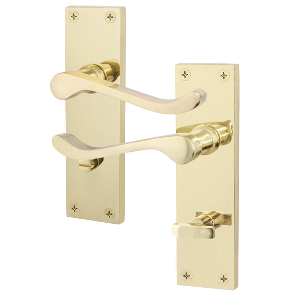 Victorian Scroll Polished Brass Lever Door Handles - Bathroom - tradefit - Featured Image