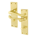 Victorian Scroll Polished Brass Lever Door Handles - Bathroom - 1