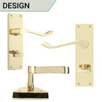 Victorian Scroll Polished Brass Lever Door Handles - Bathroom - tradefit - 2