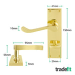Victorian Scroll Polished Brass Lever Door Handles - Bathroom - tradefit - 2