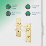 Victorian Scroll Polished Brass Lever Door Handles - Bathroom - tradefit - 3