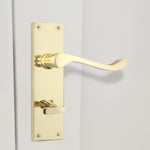 Victorian Scroll Polished Brass Lever Door Handles - Bathroom - tradefit - 8