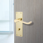Victorian Scroll Polished Brass Lever Door Handles - Bathroom - tradefit - 6